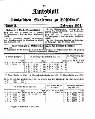 Amtsblatt für den Regierungsbezirk Düsseldorf Samstag 7. Februar 1874