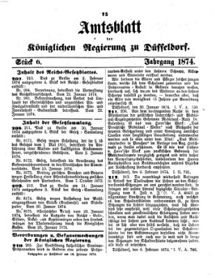 Amtsblatt für den Regierungsbezirk Düsseldorf Samstag 14. Februar 1874