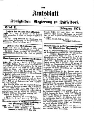 Amtsblatt für den Regierungsbezirk Düsseldorf Samstag 14. März 1874