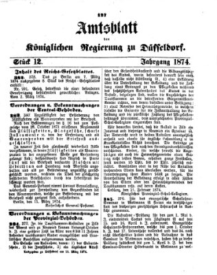 Amtsblatt für den Regierungsbezirk Düsseldorf Samstag 21. März 1874