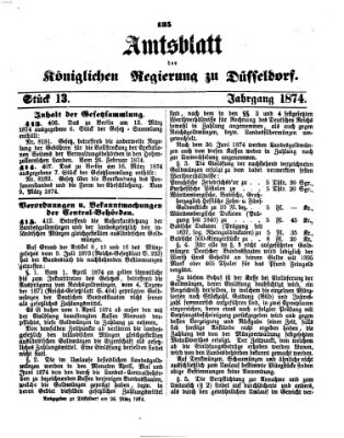 Amtsblatt für den Regierungsbezirk Düsseldorf Donnerstag 26. März 1874