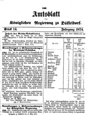 Amtsblatt für den Regierungsbezirk Düsseldorf Samstag 28. März 1874