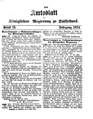 Amtsblatt für den Regierungsbezirk Düsseldorf Samstag 4. April 1874