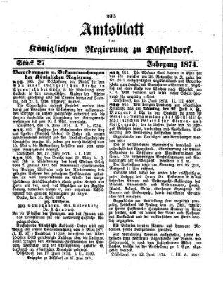 Amtsblatt für den Regierungsbezirk Düsseldorf Samstag 27. Juni 1874