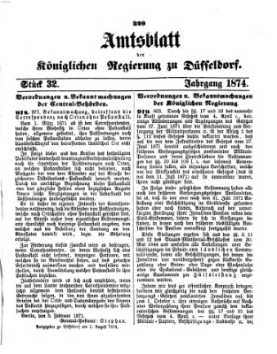 Amtsblatt für den Regierungsbezirk Düsseldorf Samstag 1. August 1874