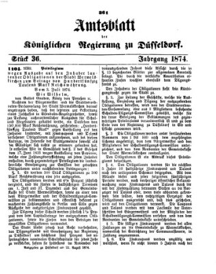 Amtsblatt für den Regierungsbezirk Düsseldorf Samstag 22. August 1874