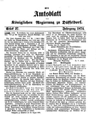 Amtsblatt für den Regierungsbezirk Düsseldorf Samstag 29. August 1874