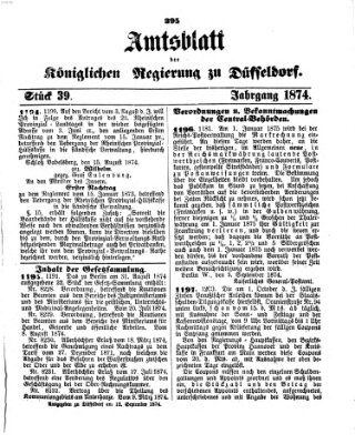 Amtsblatt für den Regierungsbezirk Düsseldorf Samstag 12. September 1874