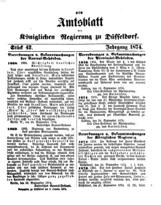 Amtsblatt für den Regierungsbezirk Düsseldorf Donnerstag 8. Oktober 1874