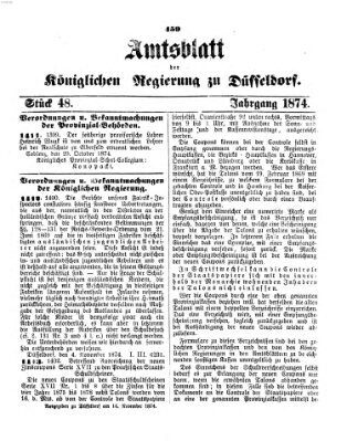 Amtsblatt für den Regierungsbezirk Düsseldorf Samstag 14. November 1874