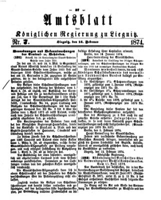 Amts-Blatt der Preußischen Regierung zu Liegnitz Samstag 14. Februar 1874