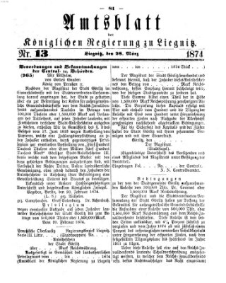 Amts-Blatt der Preußischen Regierung zu Liegnitz Samstag 28. März 1874