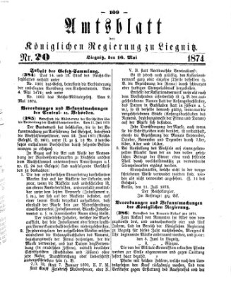 Amts-Blatt der Preußischen Regierung zu Liegnitz Samstag 16. Mai 1874