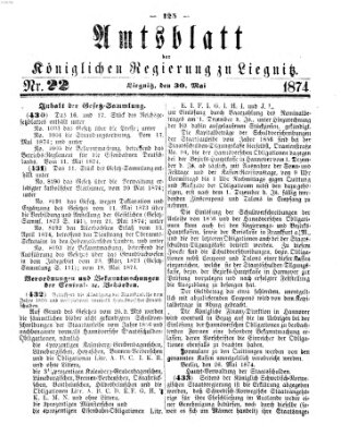 Amts-Blatt der Preußischen Regierung zu Liegnitz Samstag 30. Mai 1874