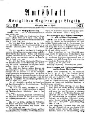 Amts-Blatt der Preußischen Regierung zu Liegnitz Samstag 4. Juli 1874