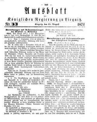 Amts-Blatt der Preußischen Regierung zu Liegnitz Samstag 15. August 1874