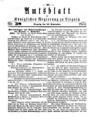 Amts-Blatt der Preußischen Regierung zu Liegnitz Samstag 19. September 1874