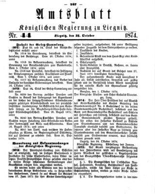 Amts-Blatt der Preußischen Regierung zu Liegnitz Samstag 31. Oktober 1874