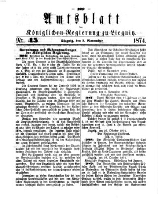 Amts-Blatt der Preußischen Regierung zu Liegnitz Samstag 7. November 1874