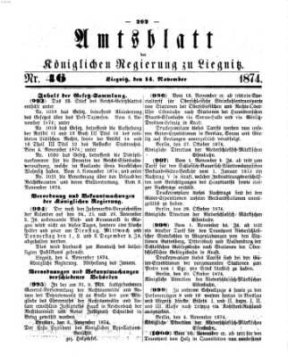 Amts-Blatt der Preußischen Regierung zu Liegnitz Samstag 14. November 1874