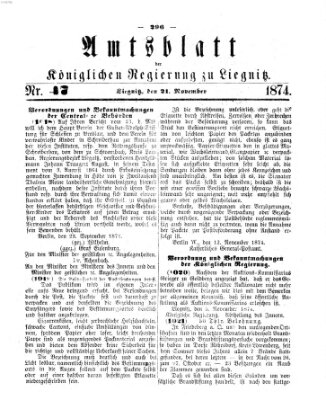 Amts-Blatt der Preußischen Regierung zu Liegnitz Samstag 21. November 1874