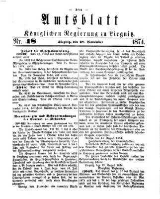 Amts-Blatt der Preußischen Regierung zu Liegnitz Samstag 28. November 1874