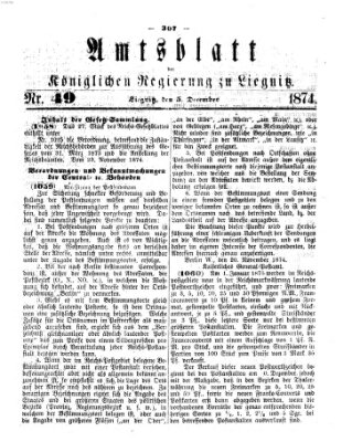 Amts-Blatt der Preußischen Regierung zu Liegnitz Samstag 5. Dezember 1874