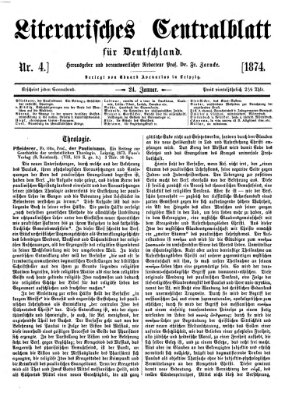 Literarisches Zentralblatt für Deutschland Samstag 24. Januar 1874