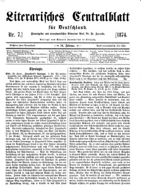 Literarisches Zentralblatt für Deutschland Samstag 14. Februar 1874