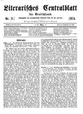 Literarisches Zentralblatt für Deutschland Samstag 14. März 1874