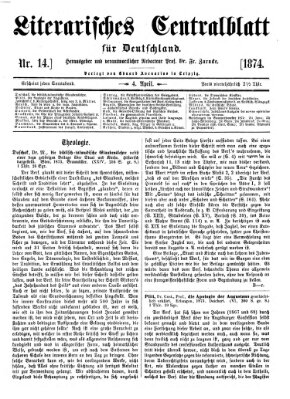 Literarisches Zentralblatt für Deutschland Samstag 4. April 1874