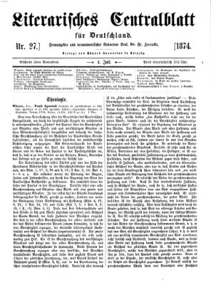 Literarisches Zentralblatt für Deutschland Samstag 4. Juli 1874