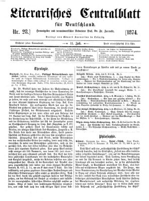 Literarisches Zentralblatt für Deutschland Samstag 11. Juli 1874