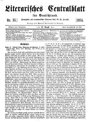 Literarisches Zentralblatt für Deutschland Samstag 29. August 1874