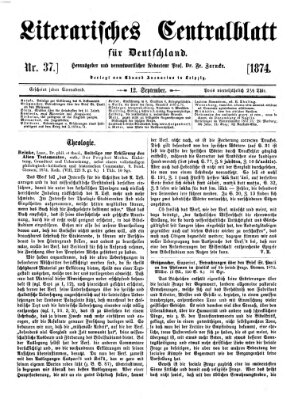 Literarisches Zentralblatt für Deutschland Samstag 12. September 1874