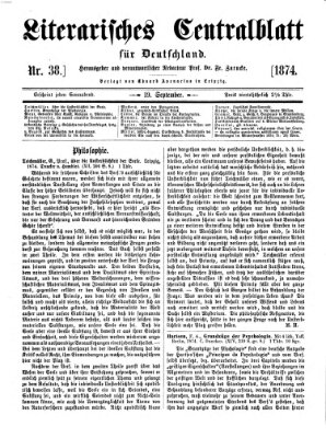 Literarisches Zentralblatt für Deutschland Samstag 19. September 1874