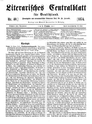 Literarisches Zentralblatt für Deutschland Samstag 3. Oktober 1874