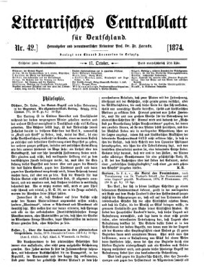 Literarisches Zentralblatt für Deutschland Samstag 17. Oktober 1874