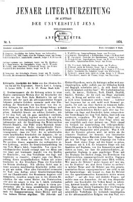 Jenaer Literaturzeitung Samstag 3. Januar 1874