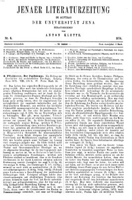 Jenaer Literaturzeitung Samstag 24. Januar 1874