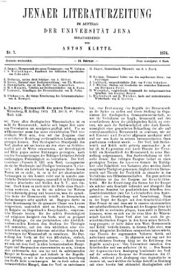 Jenaer Literaturzeitung Samstag 14. Februar 1874