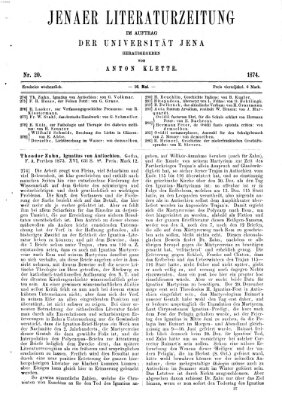 Jenaer Literaturzeitung Samstag 16. Mai 1874