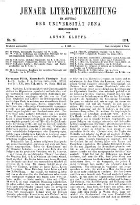 Jenaer Literaturzeitung Samstag 4. Juli 1874