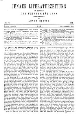 Jenaer Literaturzeitung Samstag 25. Juli 1874