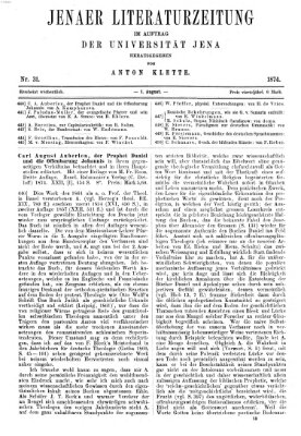 Jenaer Literaturzeitung Samstag 1. August 1874