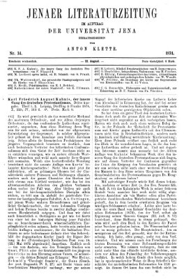 Jenaer Literaturzeitung Samstag 22. August 1874