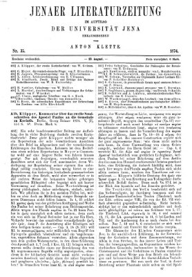 Jenaer Literaturzeitung Samstag 29. August 1874