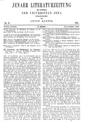 Jenaer Literaturzeitung Samstag 12. September 1874