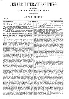 Jenaer Literaturzeitung Samstag 26. September 1874