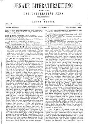 Jenaer Literaturzeitung Samstag 3. Oktober 1874